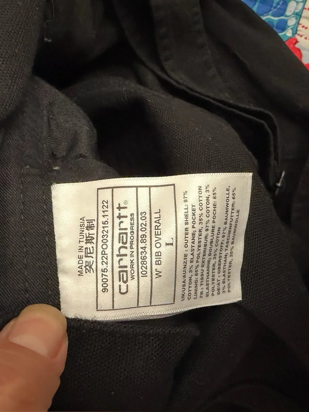 Carhartt Black Bib Overalls with Logo Patch women’s size Large - Picture 5 of 7
